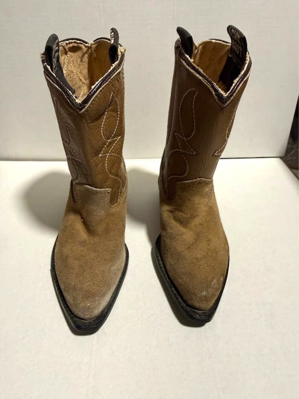 Vintage Acme Boot Kids Cowboy Boots 6 Toddler Brown Leather Suede Style 222